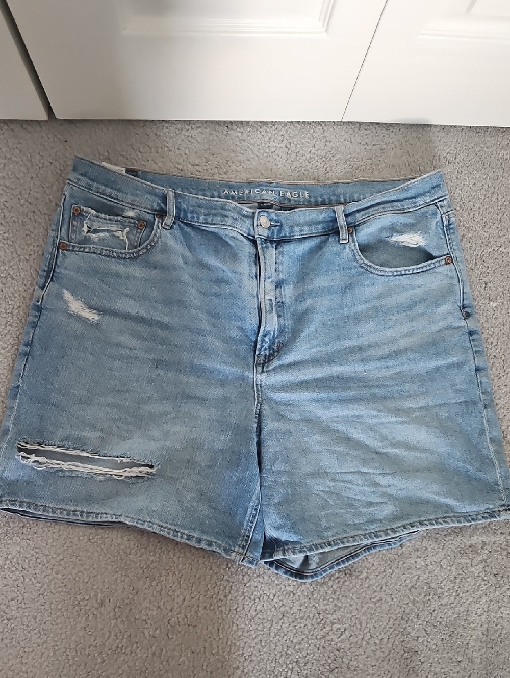 American Eagle Outfitters Light Blue Distressed Denim Jean Shorts
